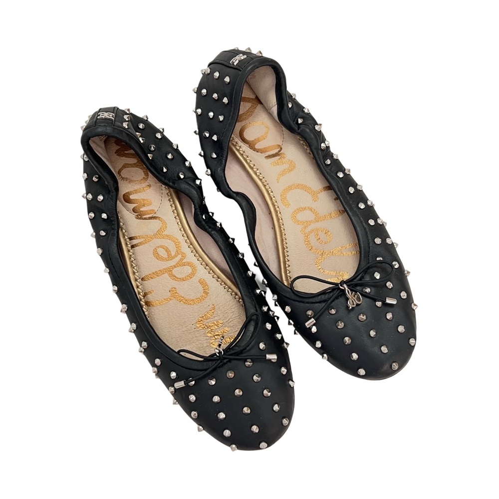 Sam Edelman Genuine Leather Black Studded Ballet Round Toe Flats 7.5 - Picture 3 of 10